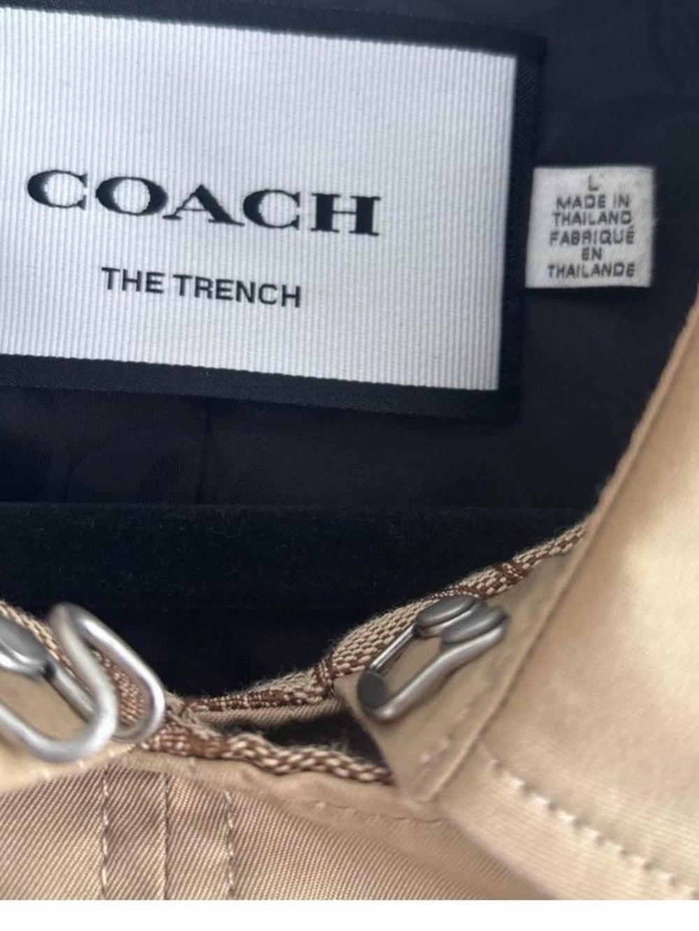 Coach Tan Double-Breasted Trench Coat with Belt - Picture 3 of 6
